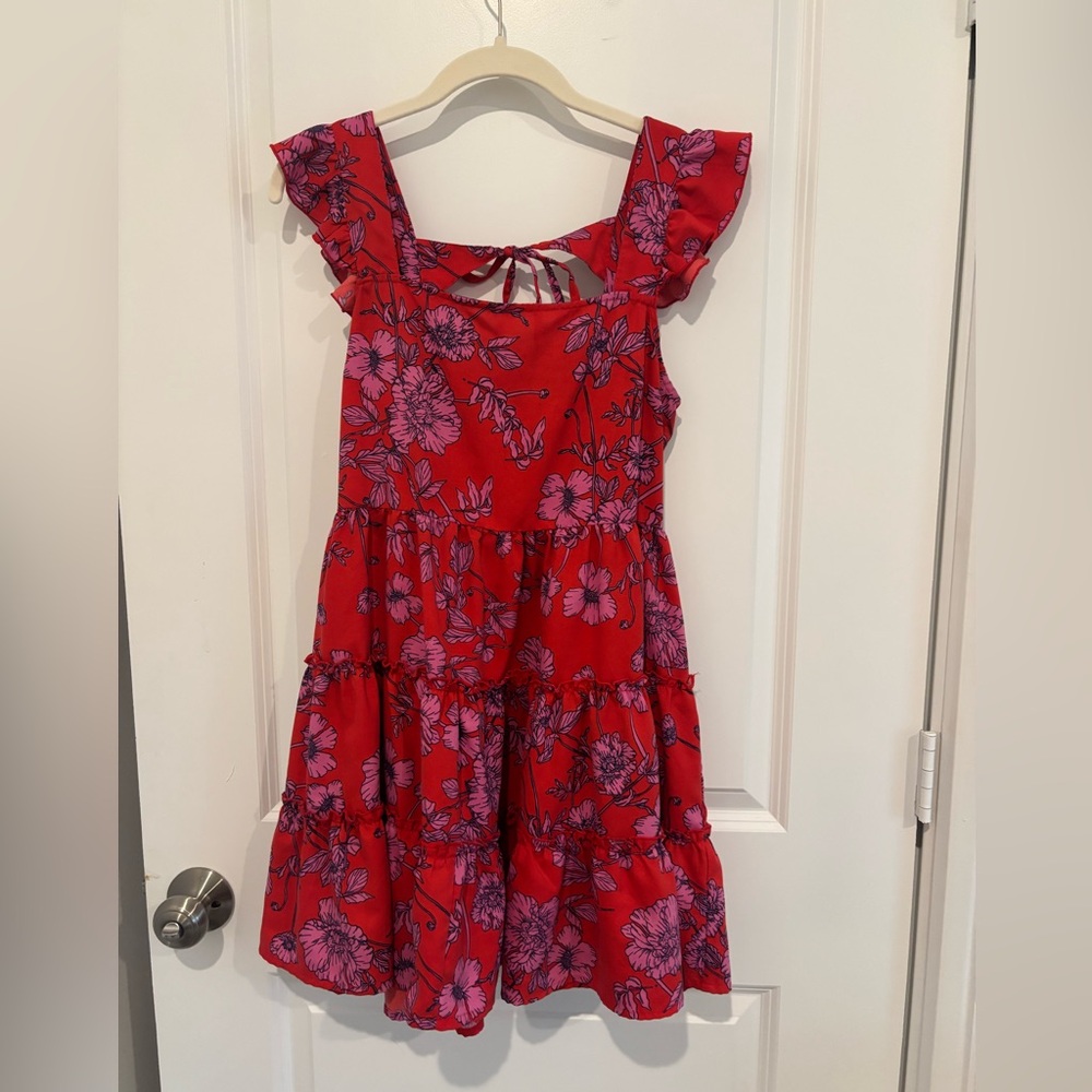 Floral Red Dress
